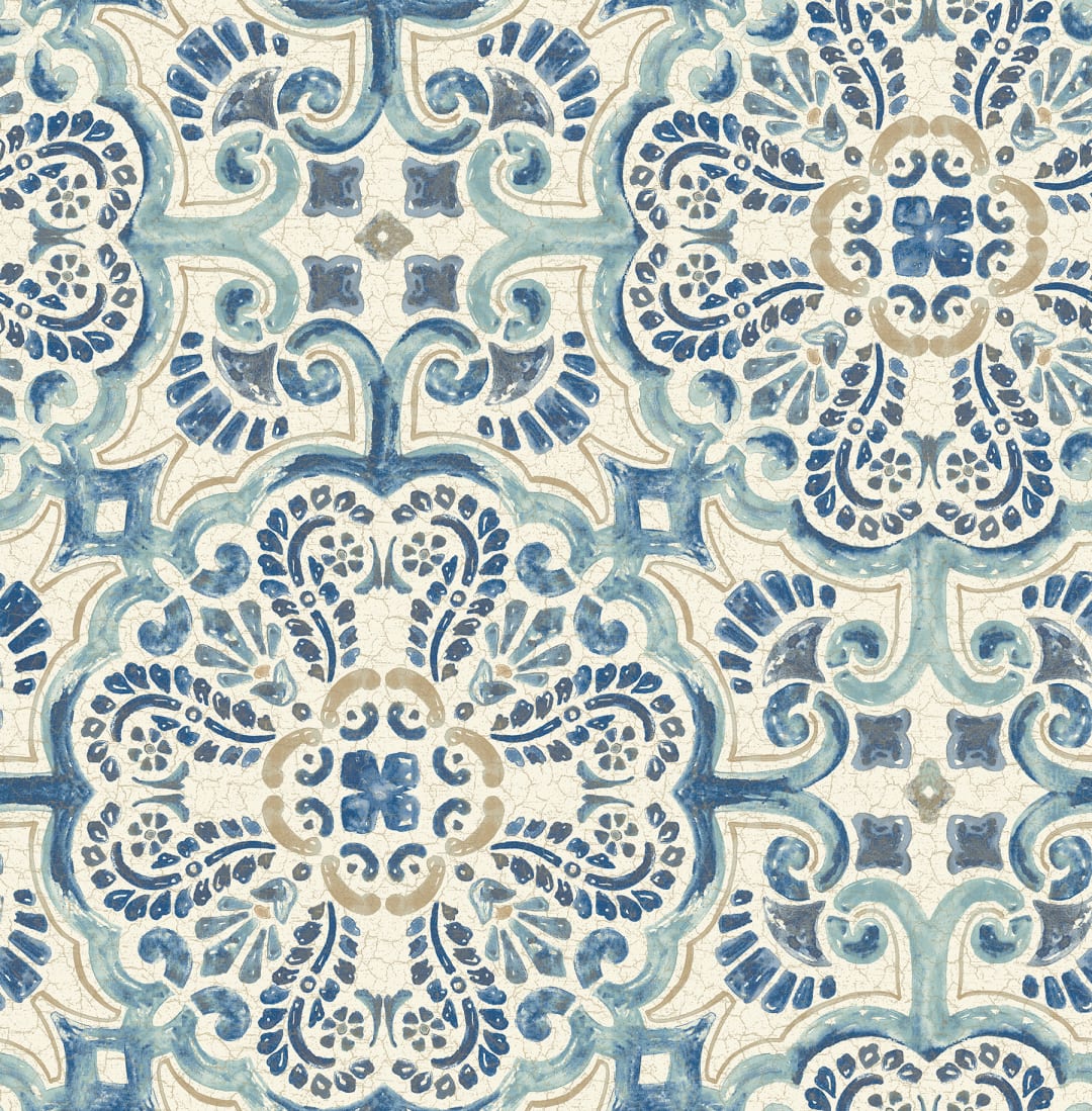Florentine Blue Tile Wallpaper