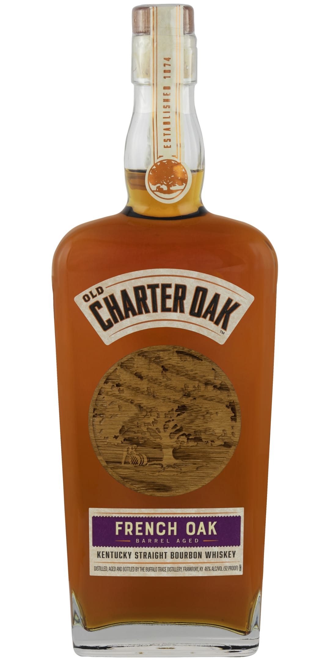 Old Charter Oak French Oak Barrel Aged Kentucky Straight Bourbon Whiskey 750ml 92 Proof