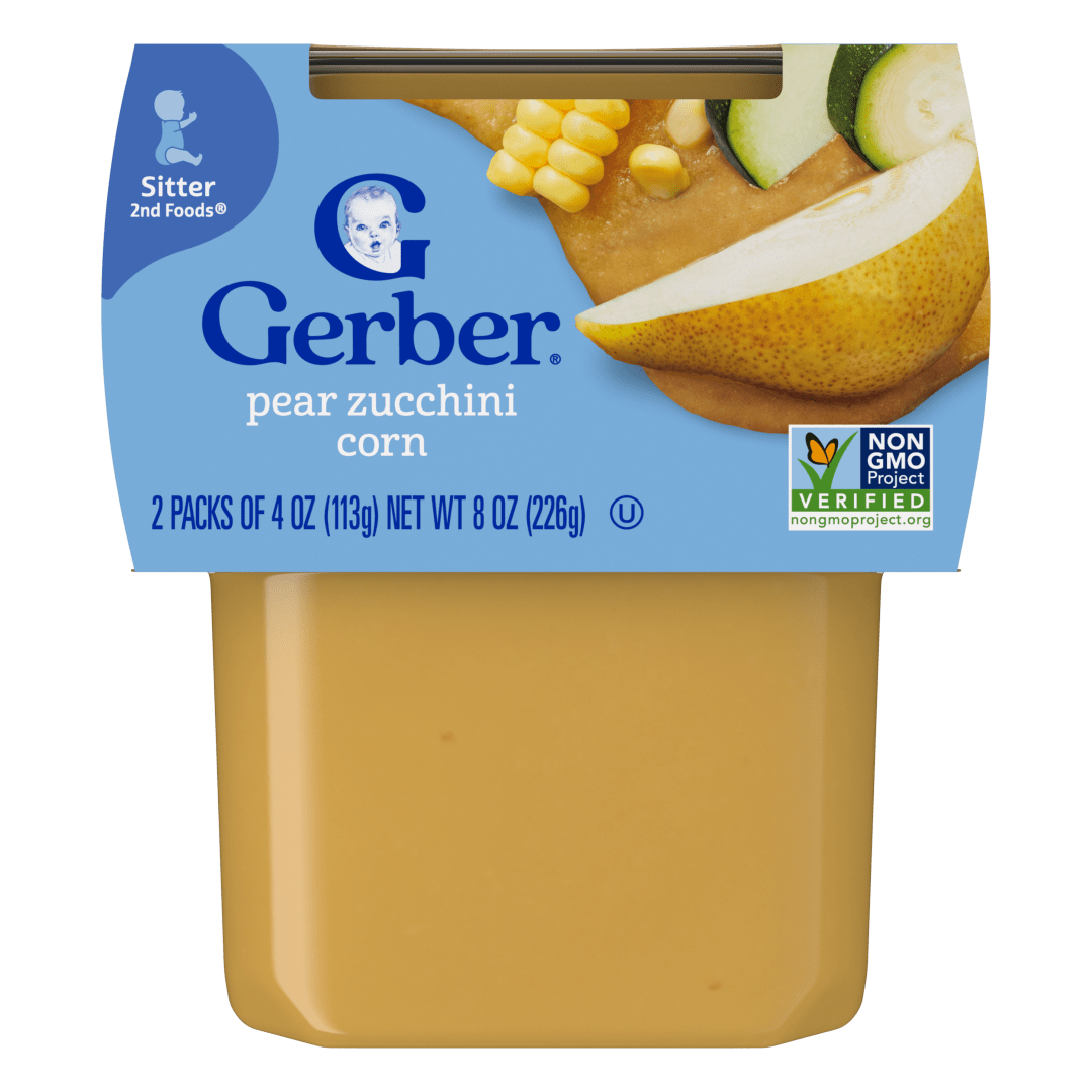 Gerber Stage 2 Baby Food, Pear Zucchini Corn Puree Tubs, Baby Puree