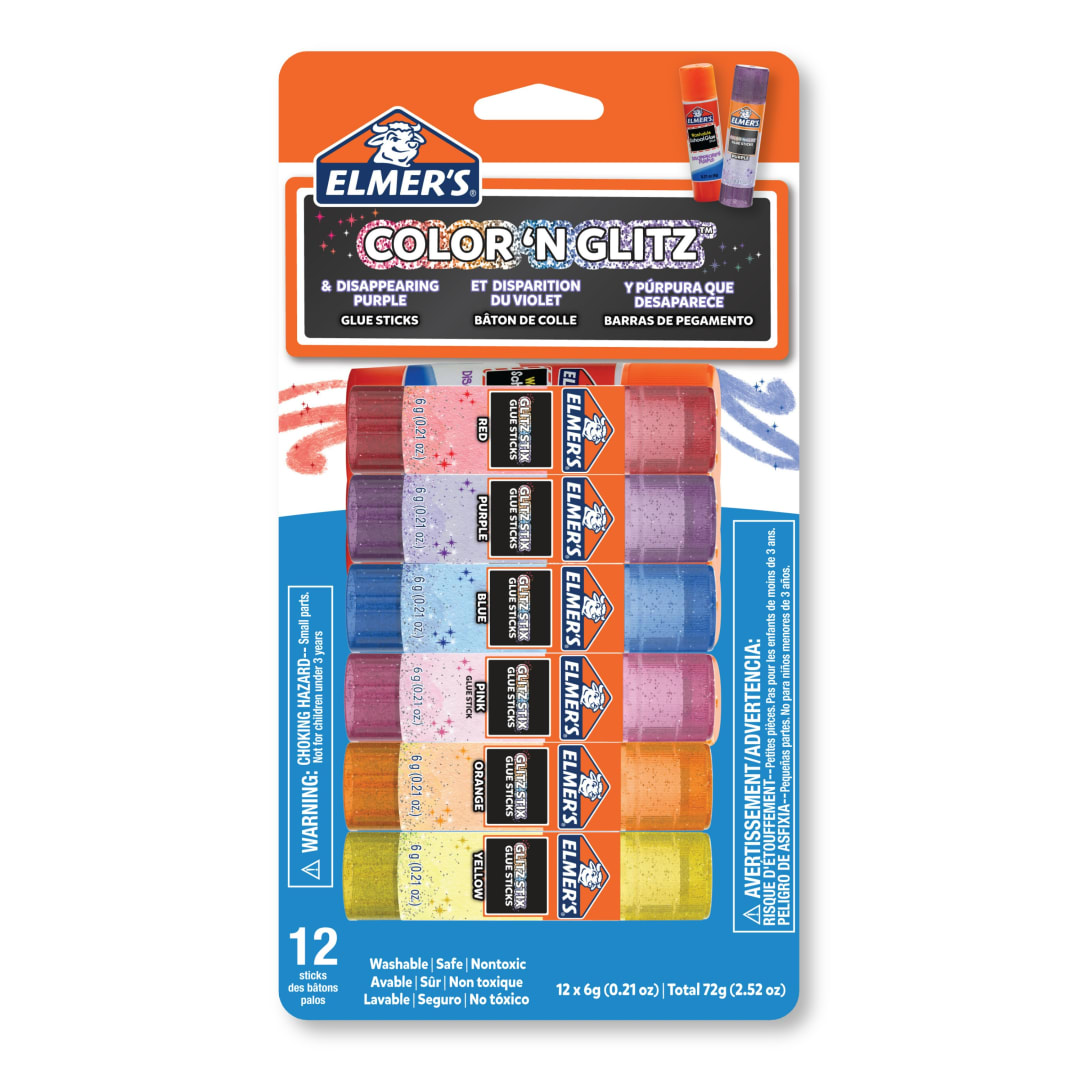 ELM 12CT 6G GLITTER GLUE STICKS