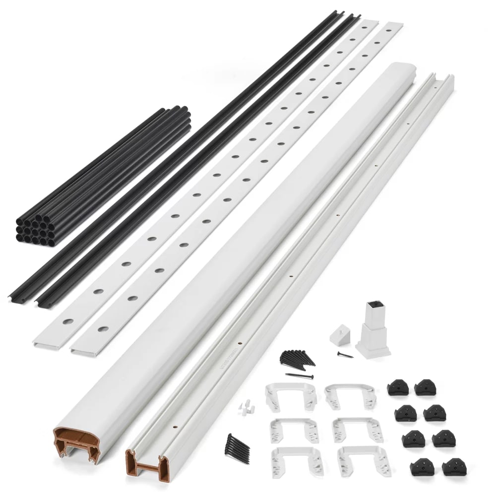 8-ft x 42-in Transcend Stair Rail Kit with Round Aluminum Balusters - Classic White Full Span