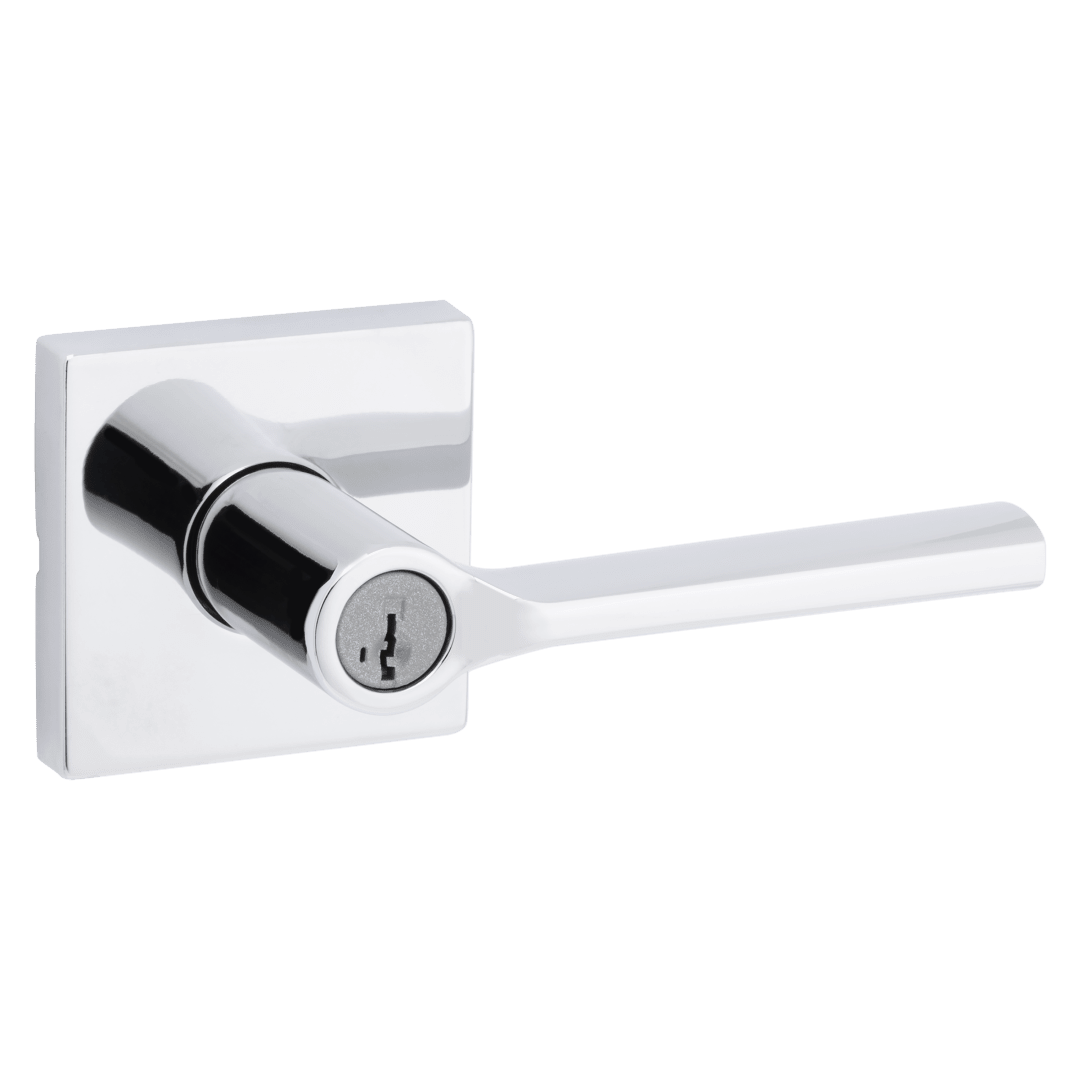 Lisbon Keyed Entry Lever in Polished Chrome featuring SmartKey Security