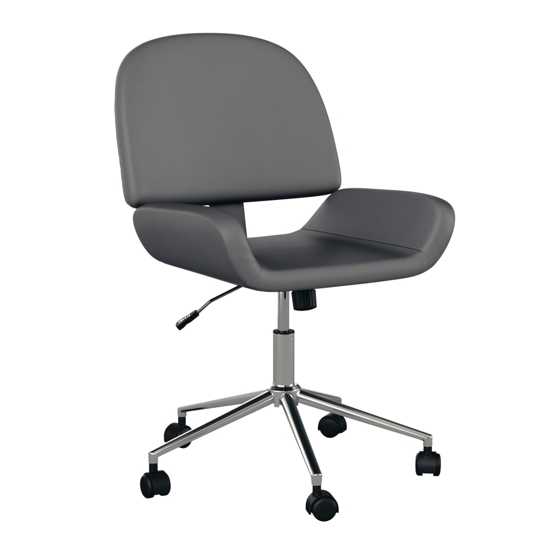 Tyla Upholstered Office Chair in Gray/Polished Nickel
