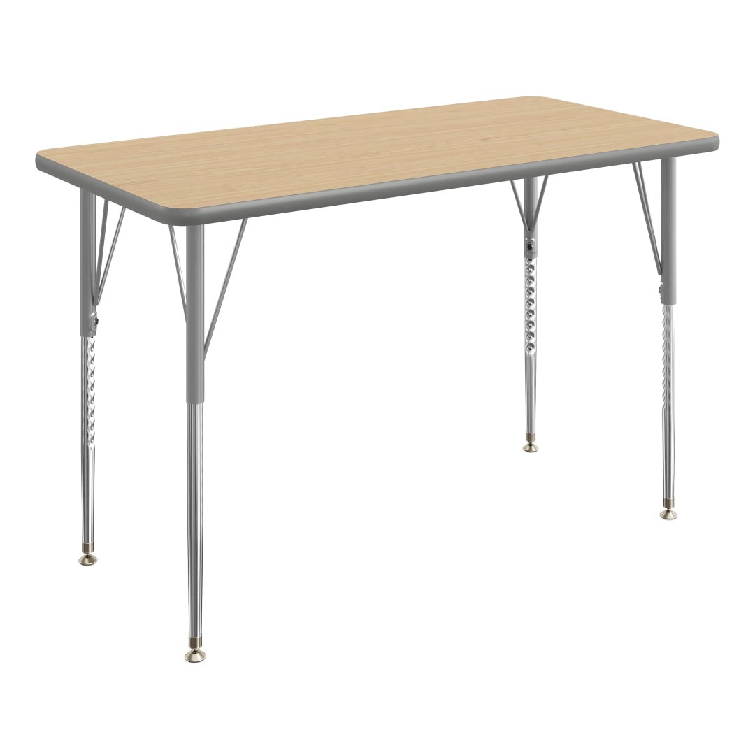 Wren 48" x 24" Adjustable Height Activity Table, Thermal Laminate Top, Short Legs with Standard Legs, Light Natural