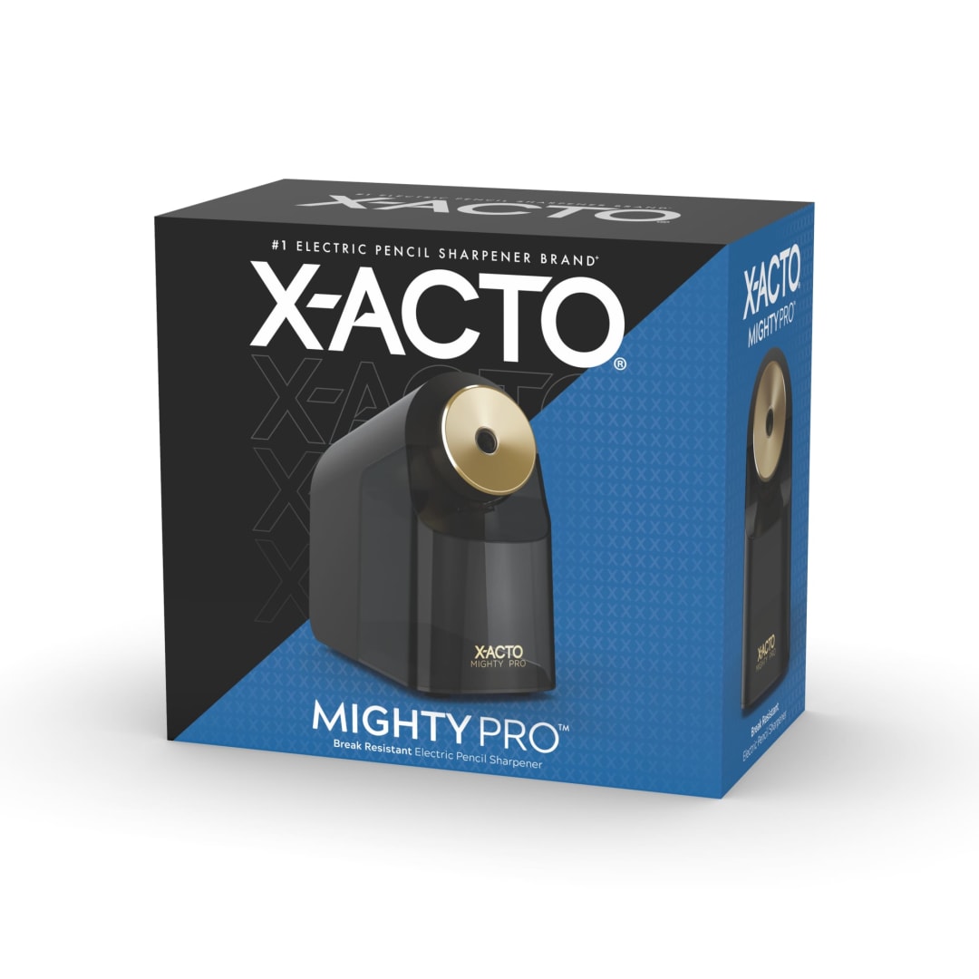 X-ACTO® Pencil Sharpener, Mighty Pro Electric Pencil Sharpener, Auto-Adjust Dial, SafeStart Motor, SmartStop, Black, 1 Count