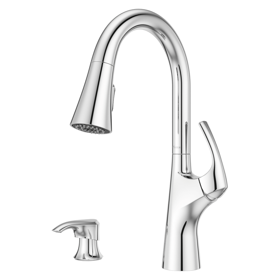 Seahaven 1-Handle Pull-Down Kitchen Faucet with Soap Dispenser in Polished Chrome
