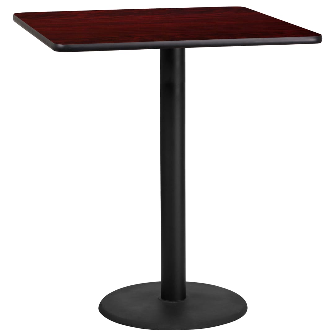 Stiles 36'' Square Mahogany Laminate Table Top with 24'' Round Bar Height Table Base