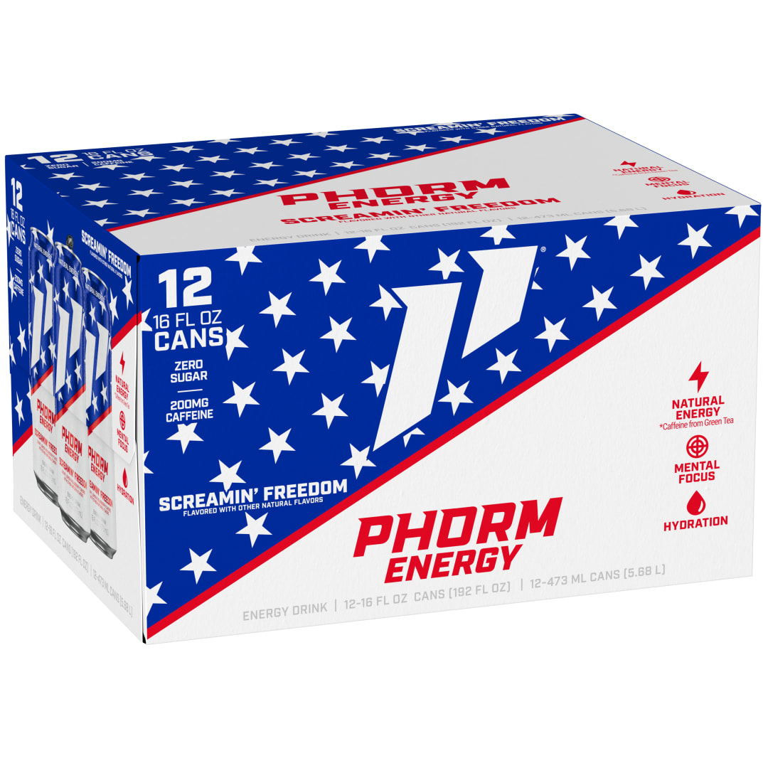 Phorm Energy Screamin' Freedom 12x16 oz Can Suitcase CARRIER - With Perf