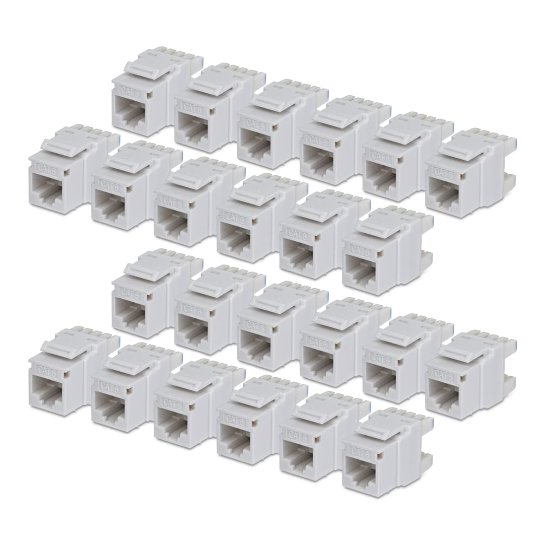 Cat6 5e UTP 180 Deg 110 Punchdown Keystone White 24 pk