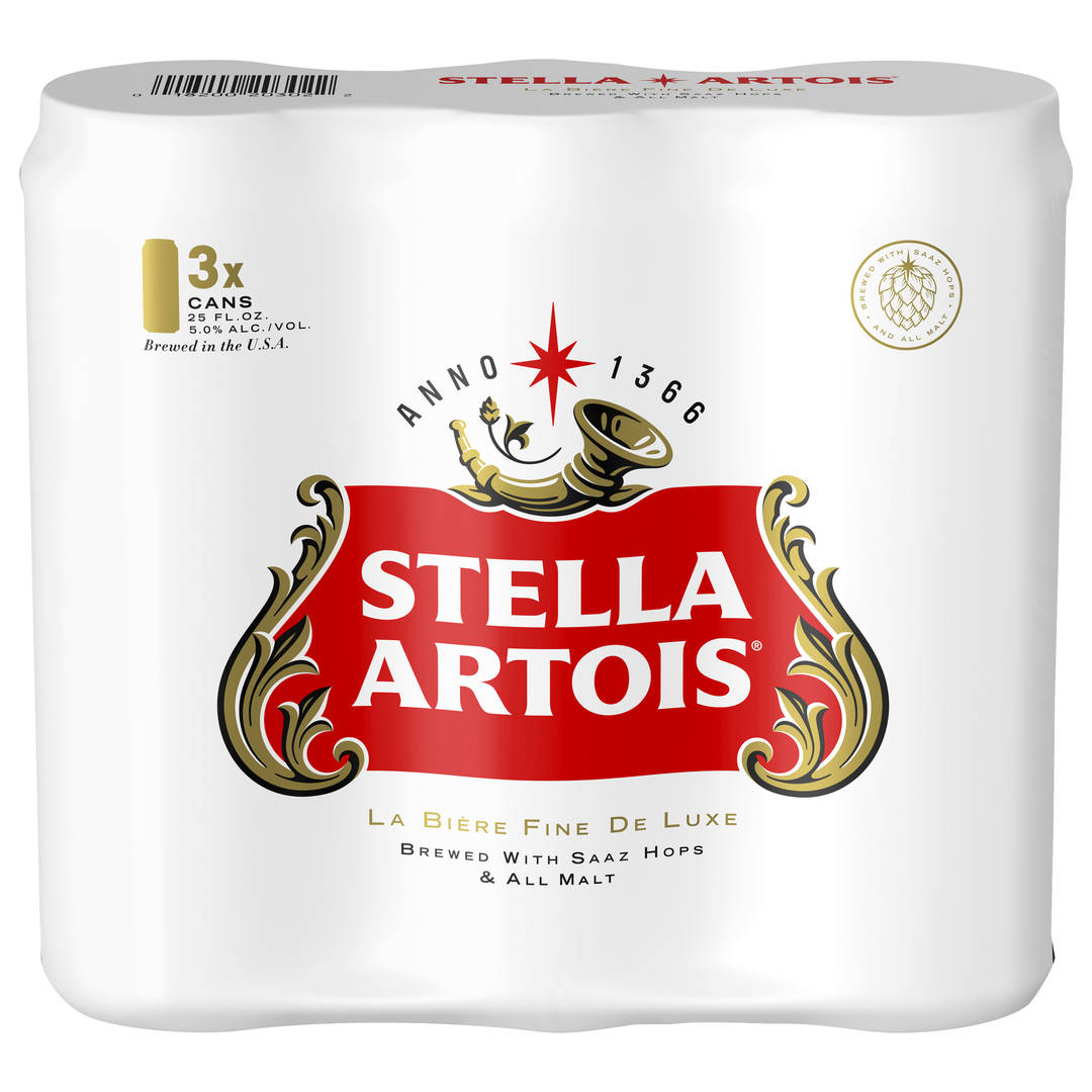 Stella Artois Beer 3 - 25 fl oz Cans