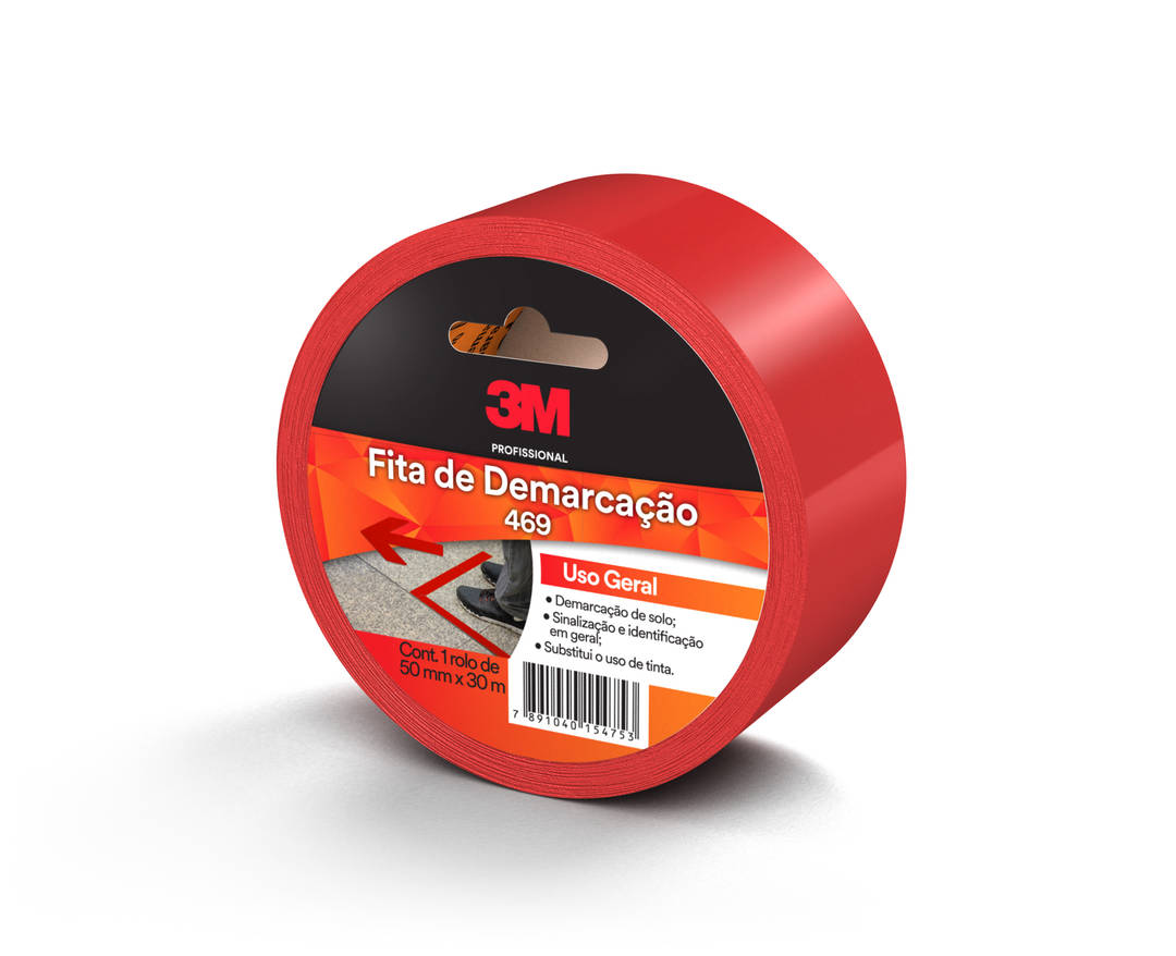 Fita de Demarcação Uso Geral 3M™ 469 – Vermelha, 50 mm x 30 m
