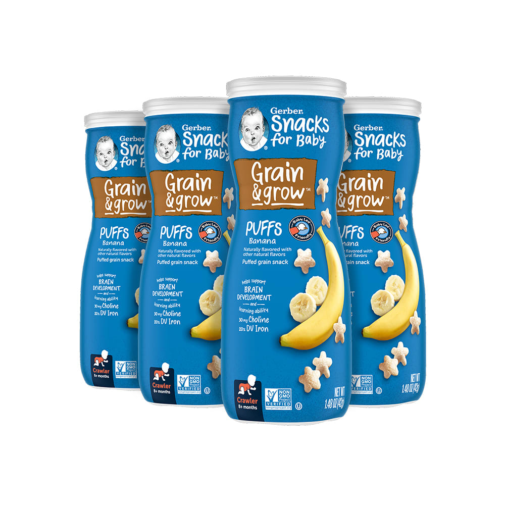Gerber Stage 3 Baby Snacks, Banana Puffs, Puffed Grain Snack, Baby Led Feeding, 6PK