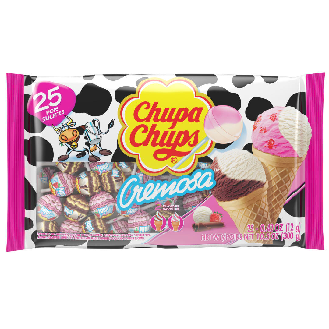 Chupa Chups Cremosa Lollipops Ice Cream 25 pc Laydown Bag