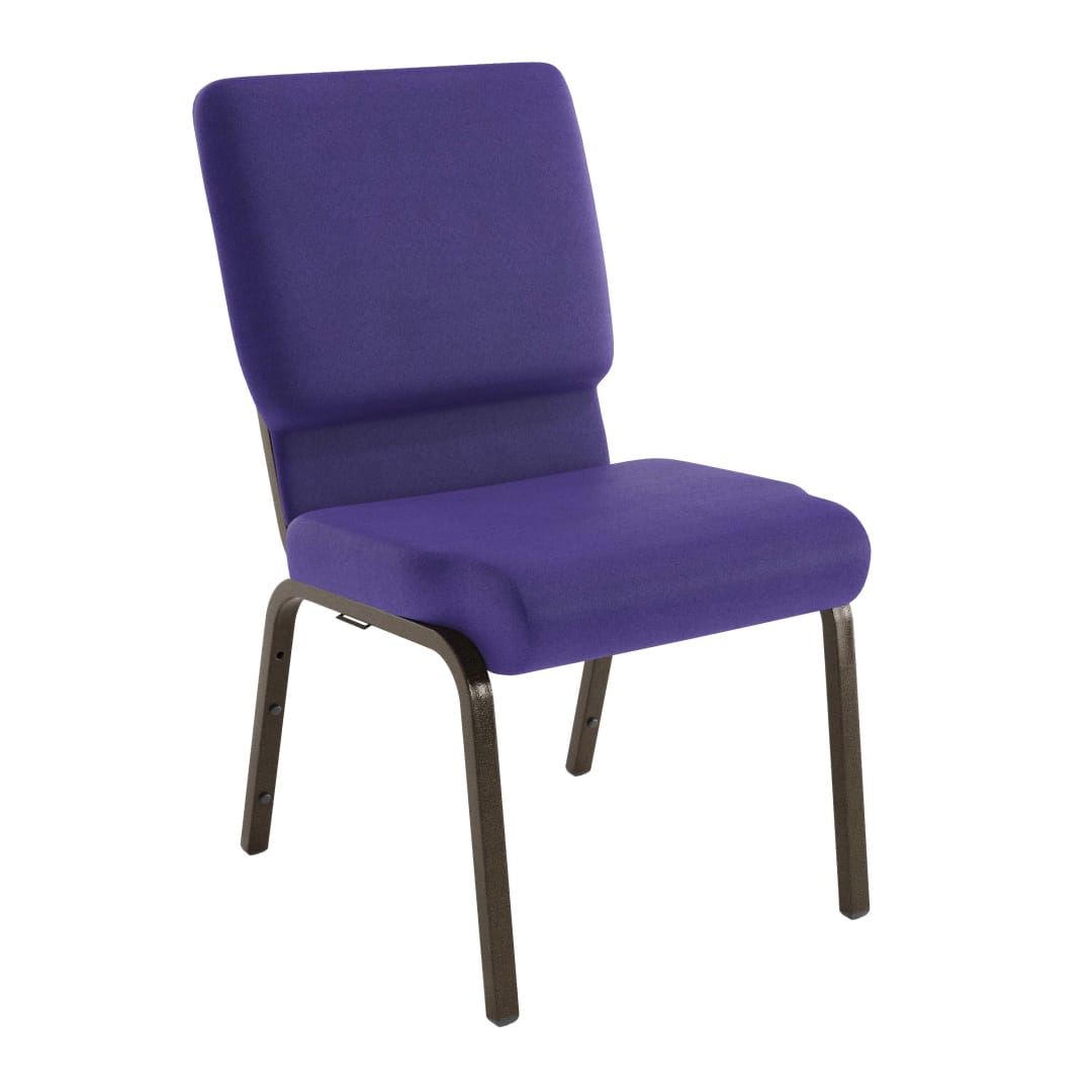 4 Pack HERCULES Series 18.5''W Stacking Church Chair in Purple Fabric - Gold Vein Frame
