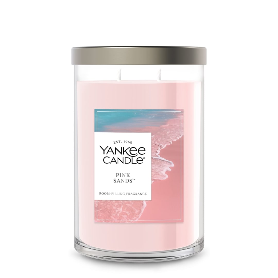 Yankee Candle® Large Tumbler Scented Candle with up to 80 Hour Burn Time, Premium Plant Wax Blend for Consistent Burn, 20 oz Tumbler Candle with Room Filling Fragrance, Pink Sands