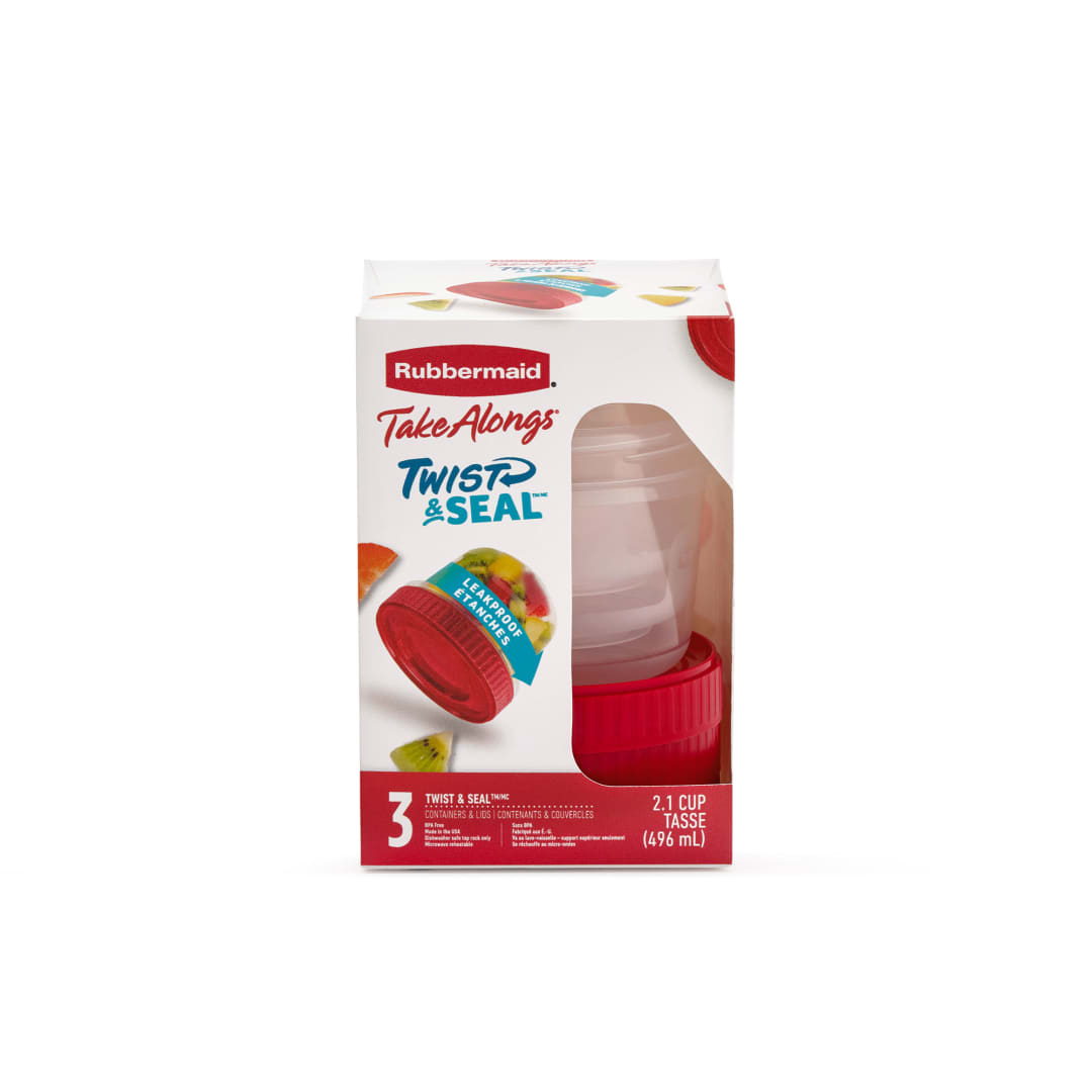 Rubbermaid® TakeAlongs® Twist & Seal 2.1 Cup Food Storage Containers, Ruby, 3 Pack
