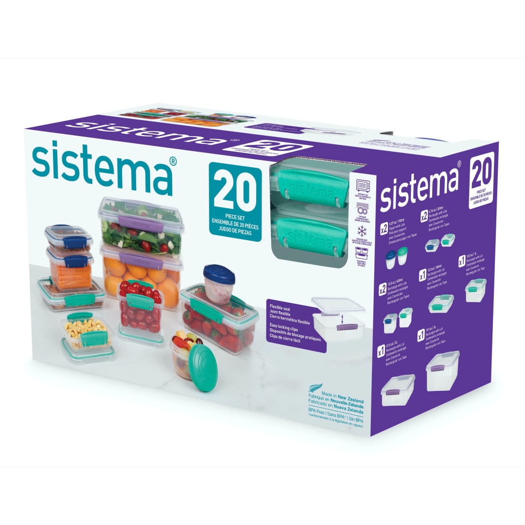 Recipientes para conservar alimentos Sistema | recipientes con tapa para preparar comidasfiambrerastáperes pequeños y más | Apilables y herméticos | Sin BPA | 20 unidades
