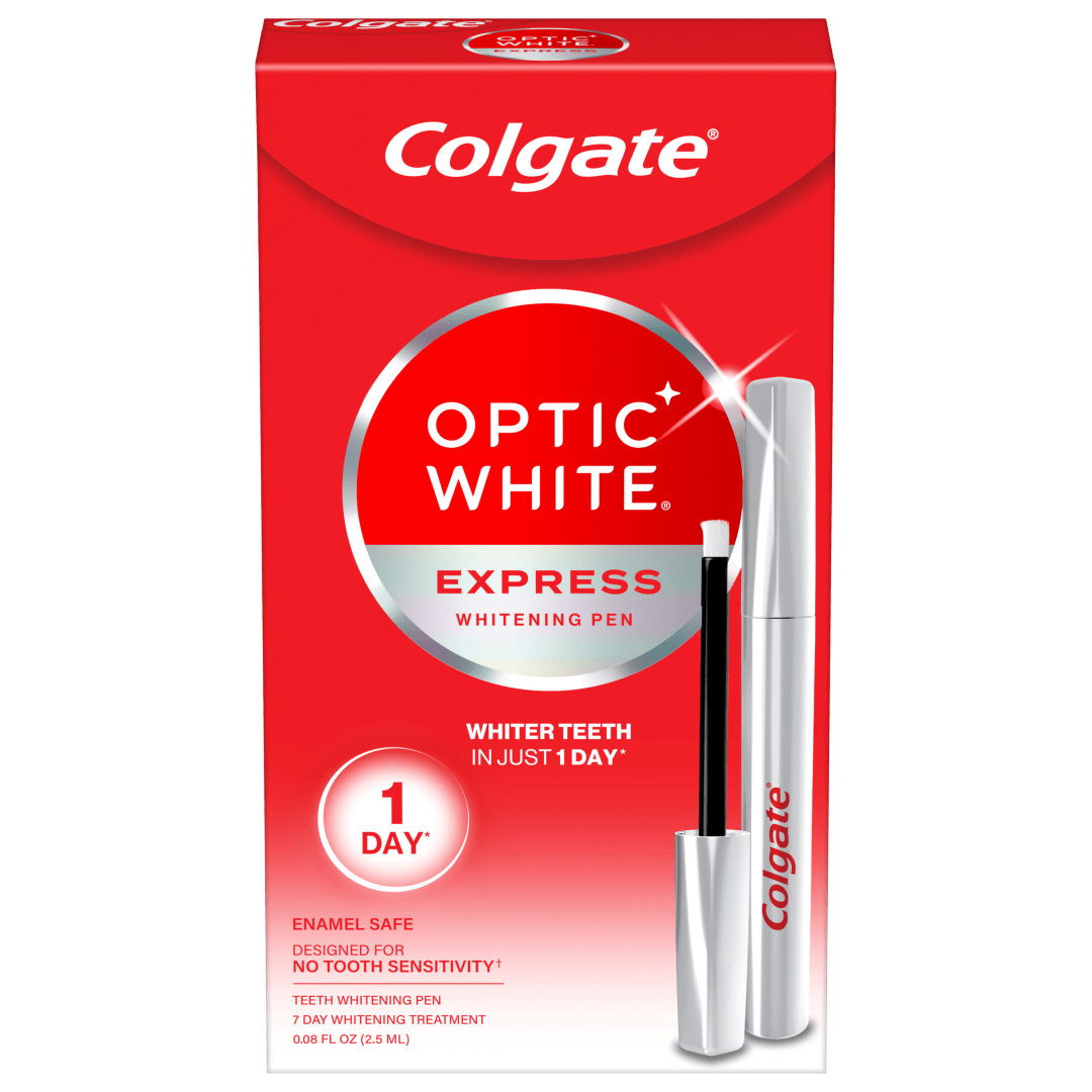 Colgate Optic White Express Teeth Whitening Pen with Hydrogen Peroxide for Whiter Teeth in 1 Day, 0.08 OZ
