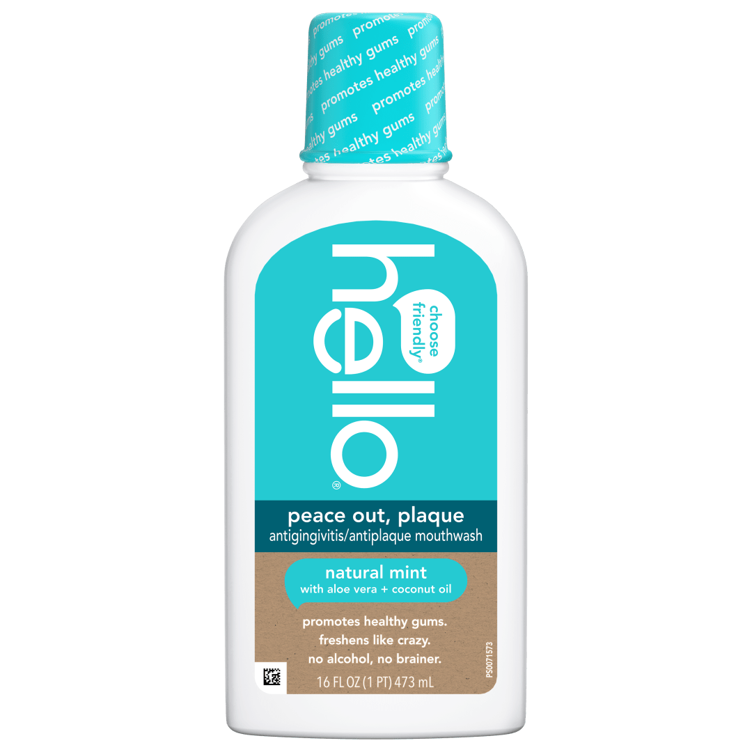 hello Peace Out Plaque Fluoride Free and Alcohol Free Mouthwash, Natural Mint, 16 Fl Oz Bottle