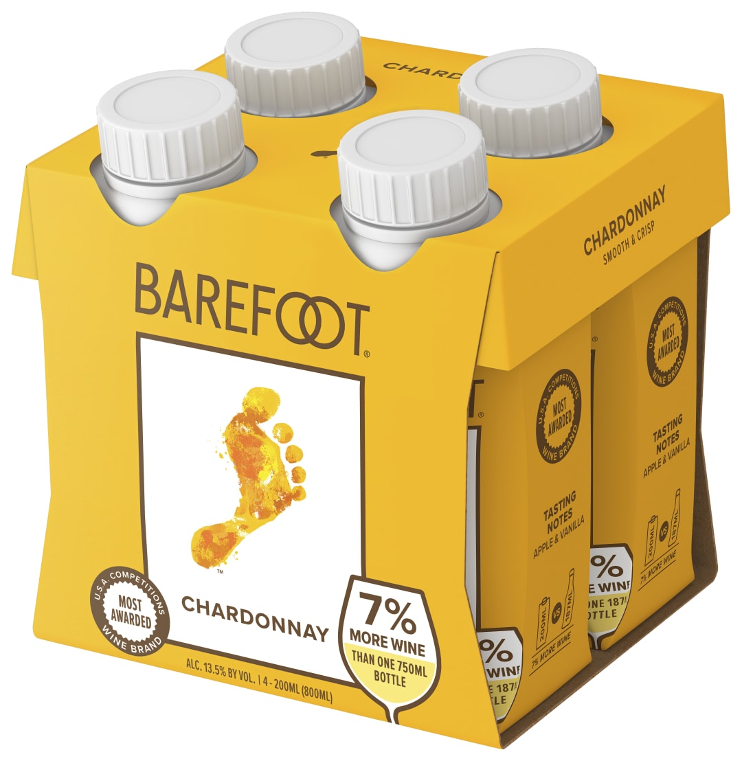 Barefoot Cellars Chardonnay White Wine Tetra 200ml 4pk