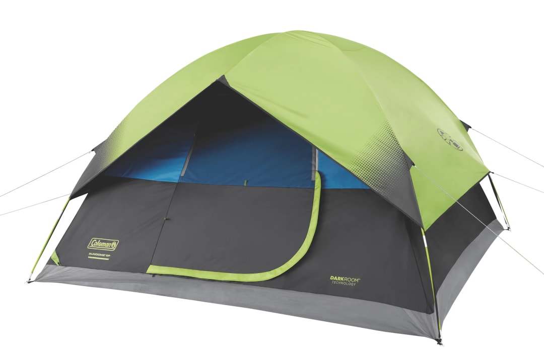 Coleman Sundome Dark Room 4/6 Person Tent, Blocks 90% of Sunlight to Keep Inside Cool, Weatherproof Tent with Rainfly Sets Up in Minutes
