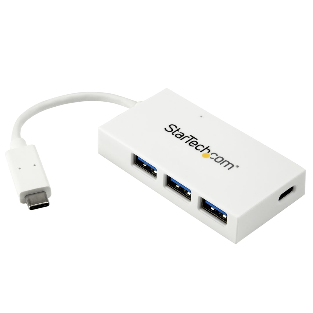 4Port USB C Hub USB C to C A USB 3 0 White