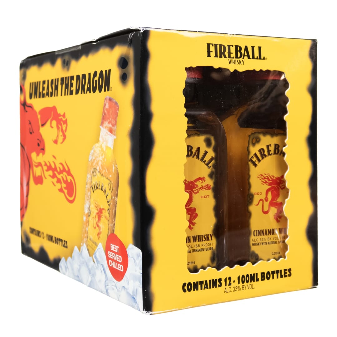 Fireball Cinnamon Whisky 12 Pack Windows Box 100ml 66 Proof