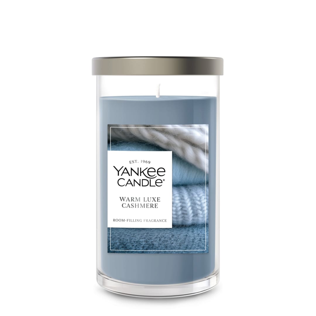 Yankee Candle Medium Pillar Scented Candle with up to 115 Hour Burn Time, Premium Plant Wax Blend for Consistent Burn, 14.25 oz Pillar Candle with Room Filling Fragrance, Warm Luxe Cashmere