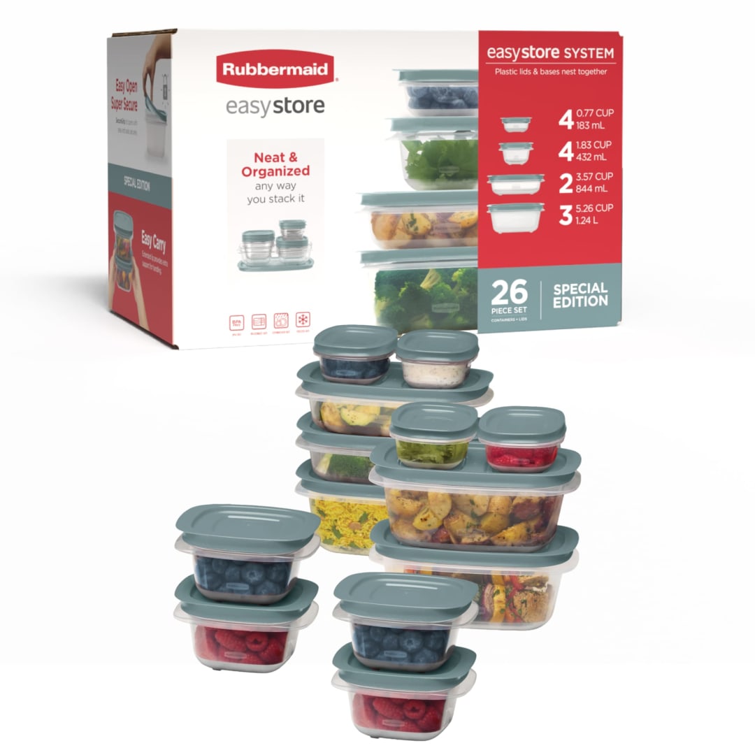 Rubbermaid EasyStore Containers in Special-Edition Reflection Blue, 26-Piece Set, Food Storage Container Set, Food Storage Containers With Lids