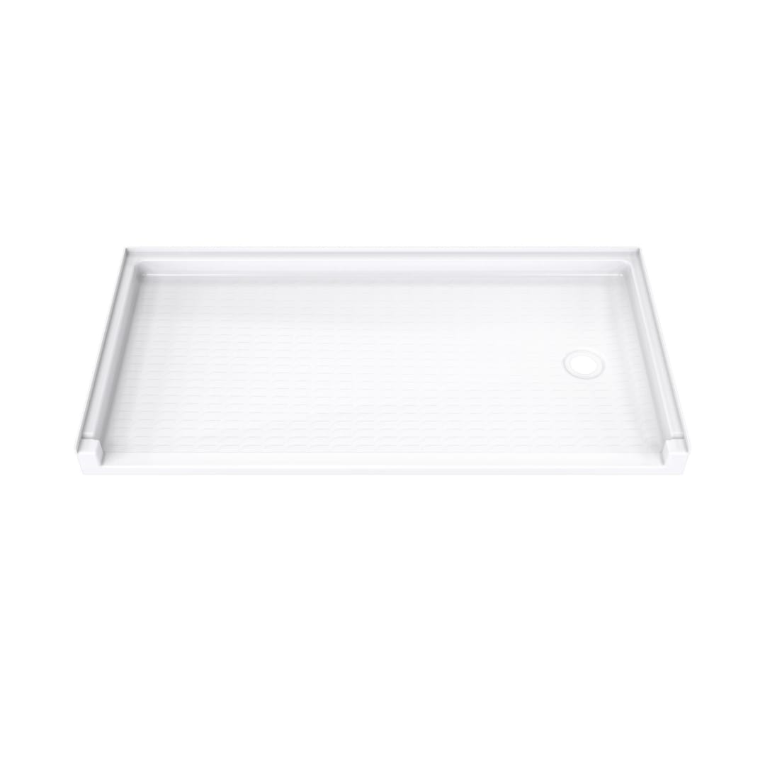 DreamLine DreamStone 30 inch D x 60 inch W x 4 3/16 inch H Right Drain Single Threshold Shower Base in White