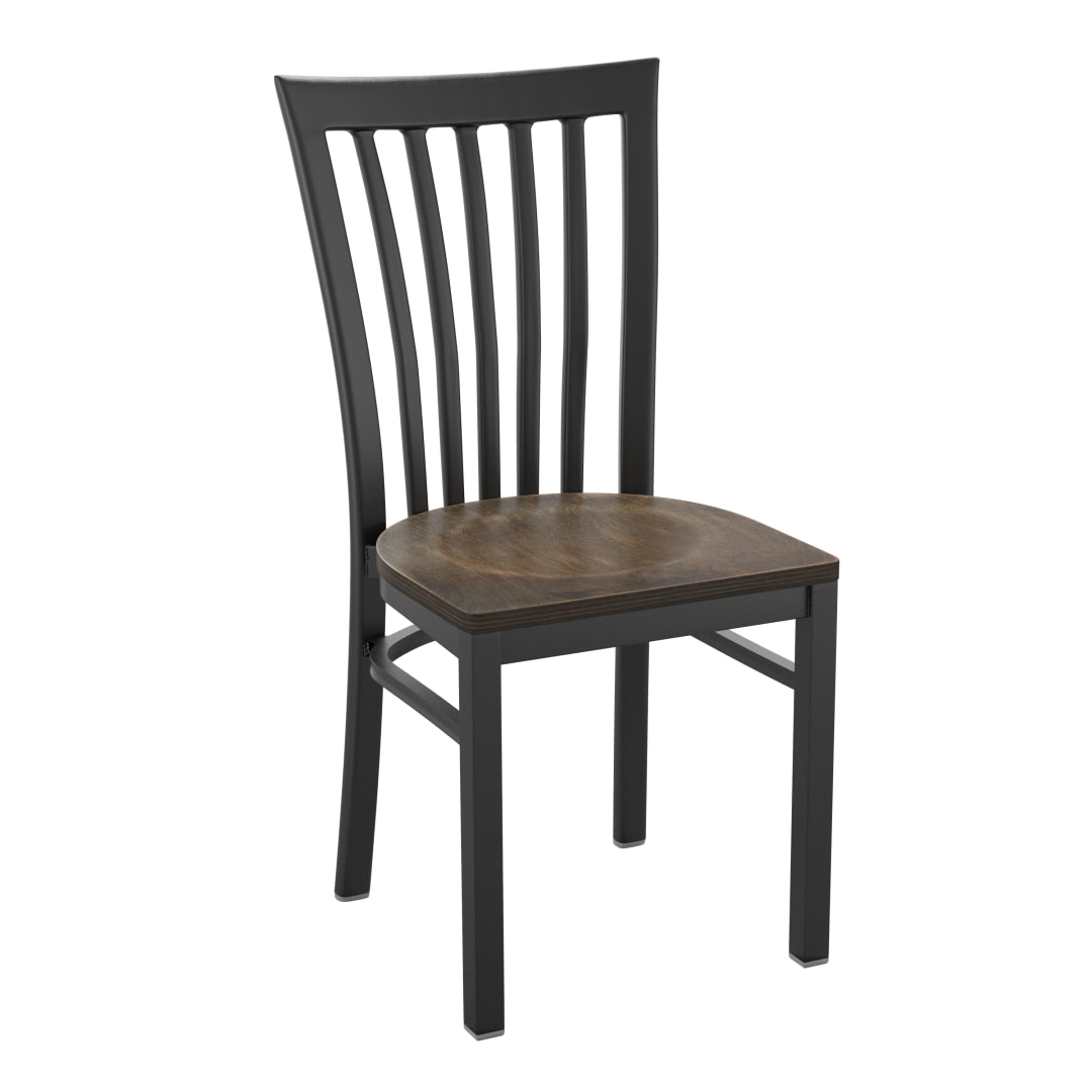 HERCULES Series Black School House Back Metal Restaurant Chair - Antique Copper Wood Seat