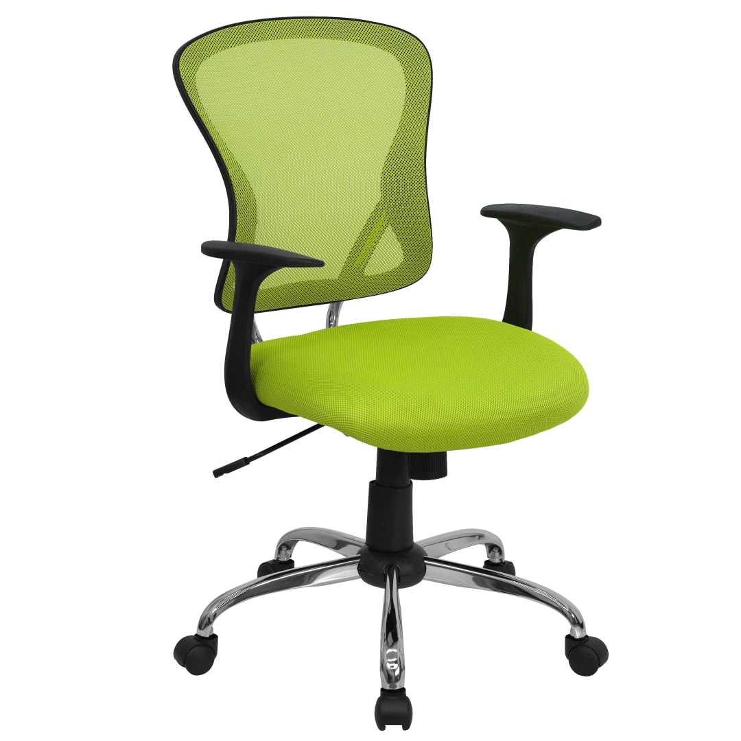 Alfred Mid-Back Green Mesh Swivel Task Office Chair with Chrome Base and Arms