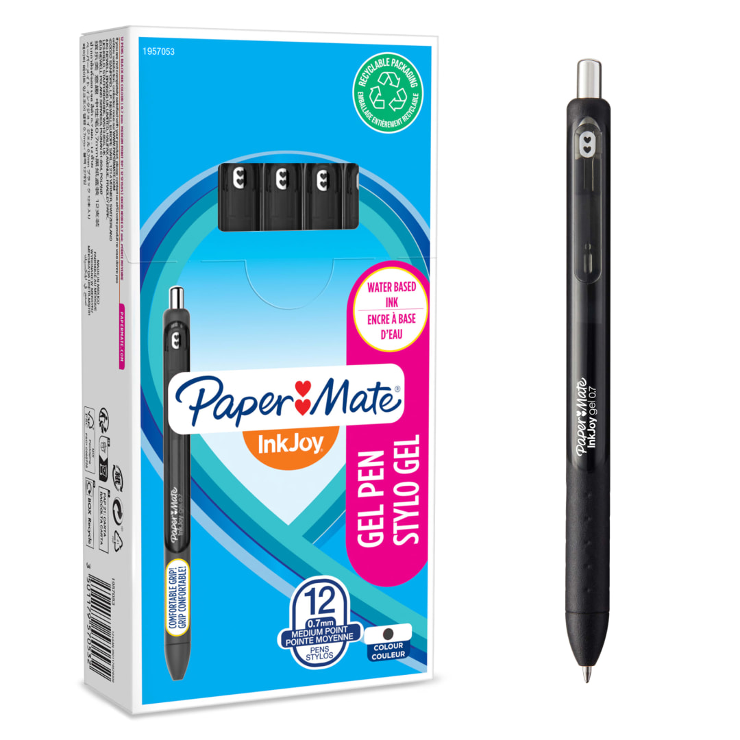Paper Mate® InkJoy® Gel Pens | Medium Point (0.7mm) | Black Ink | 12 Count