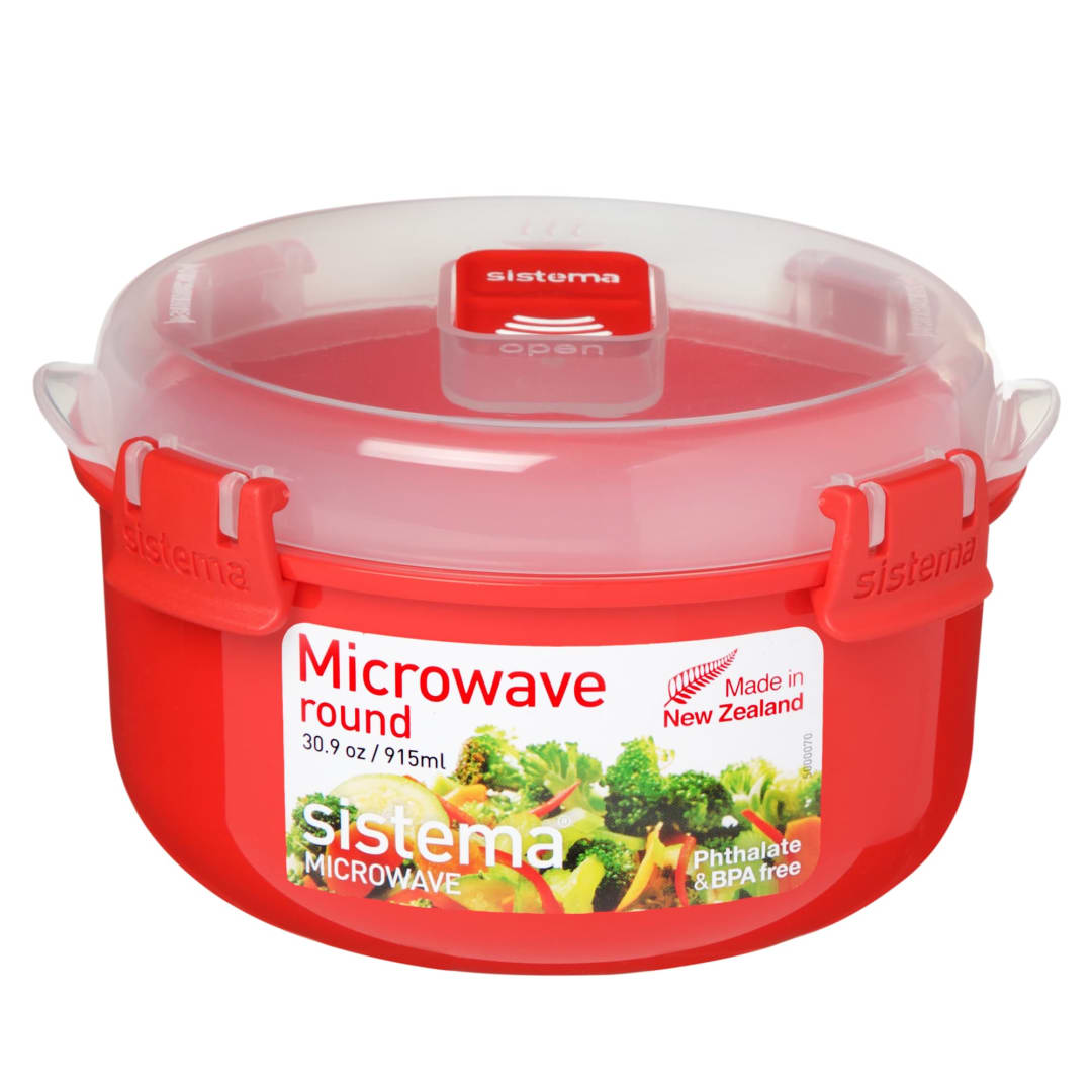 Sistema Rectangle Microwave Container | 1.25 L Food Container with Steam Release Vent | BPA-Free | Red [1114]