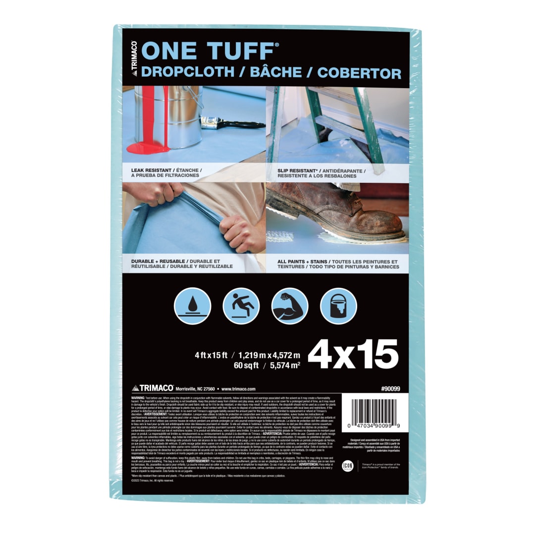 One Tuff ® Coated Dropcloth, 4'x15'