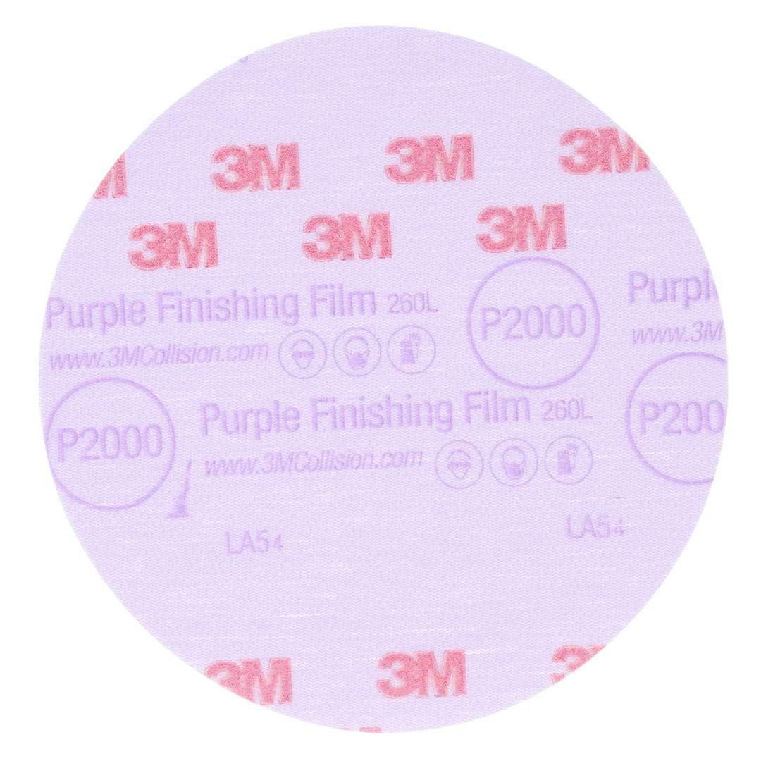 3M™ Hookit™ Mor Finisaj Filmi Disk Zımpara 260L, 150 mm, Deliksiz, P2000, 30666