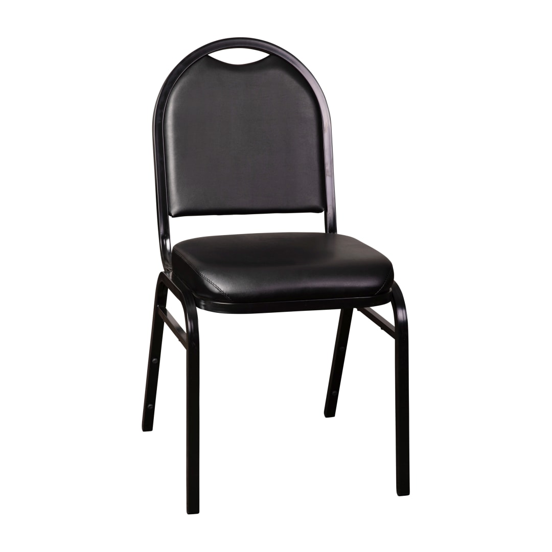HERCULES Series Commercial Grade 500 LB. Capacity Dome Back Stacking Banquet Chair in Black Vinyl with Black Metal Frame