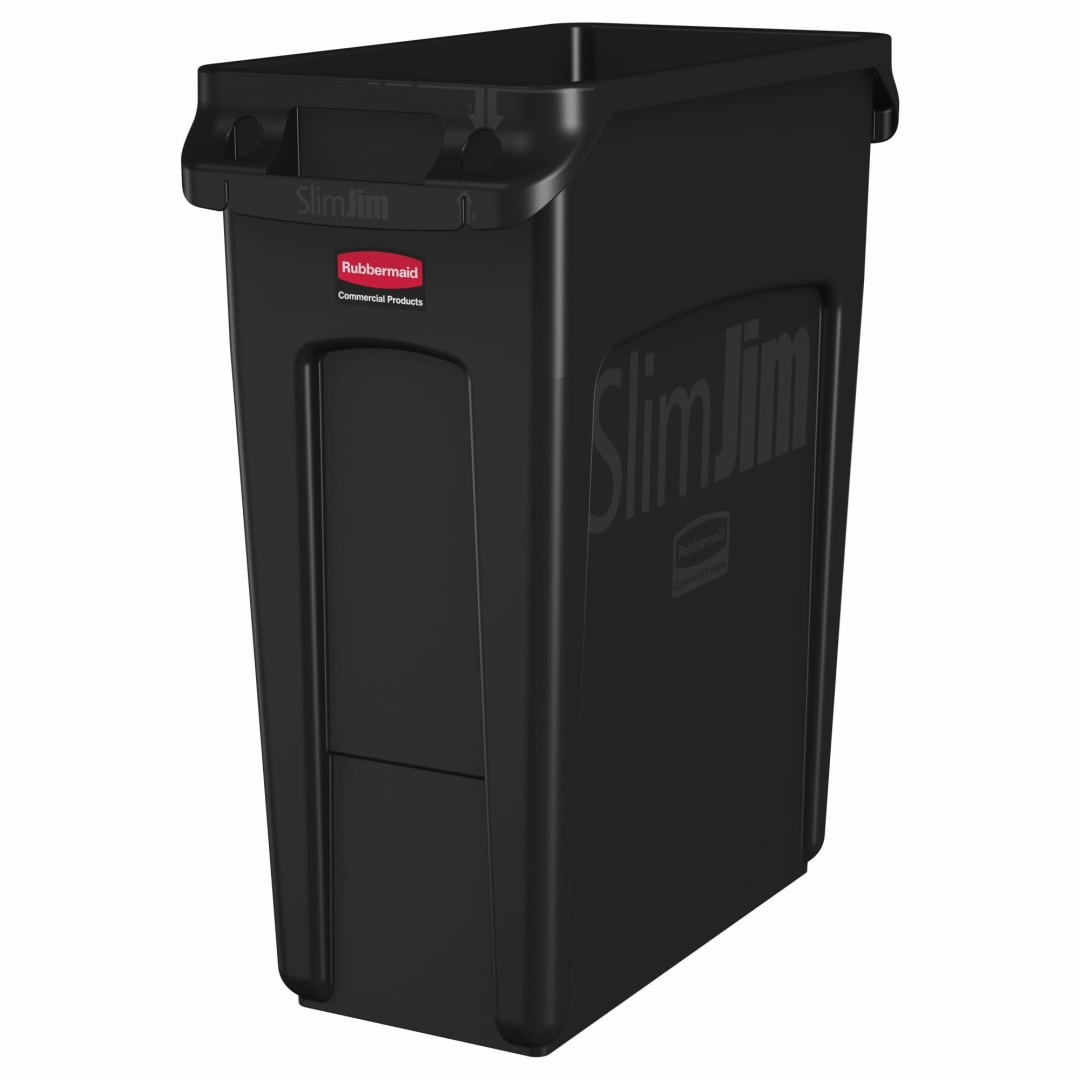 Rubbermaid Commercial Products SLIM JIM 16 Gallon Vented Trash Can, Black