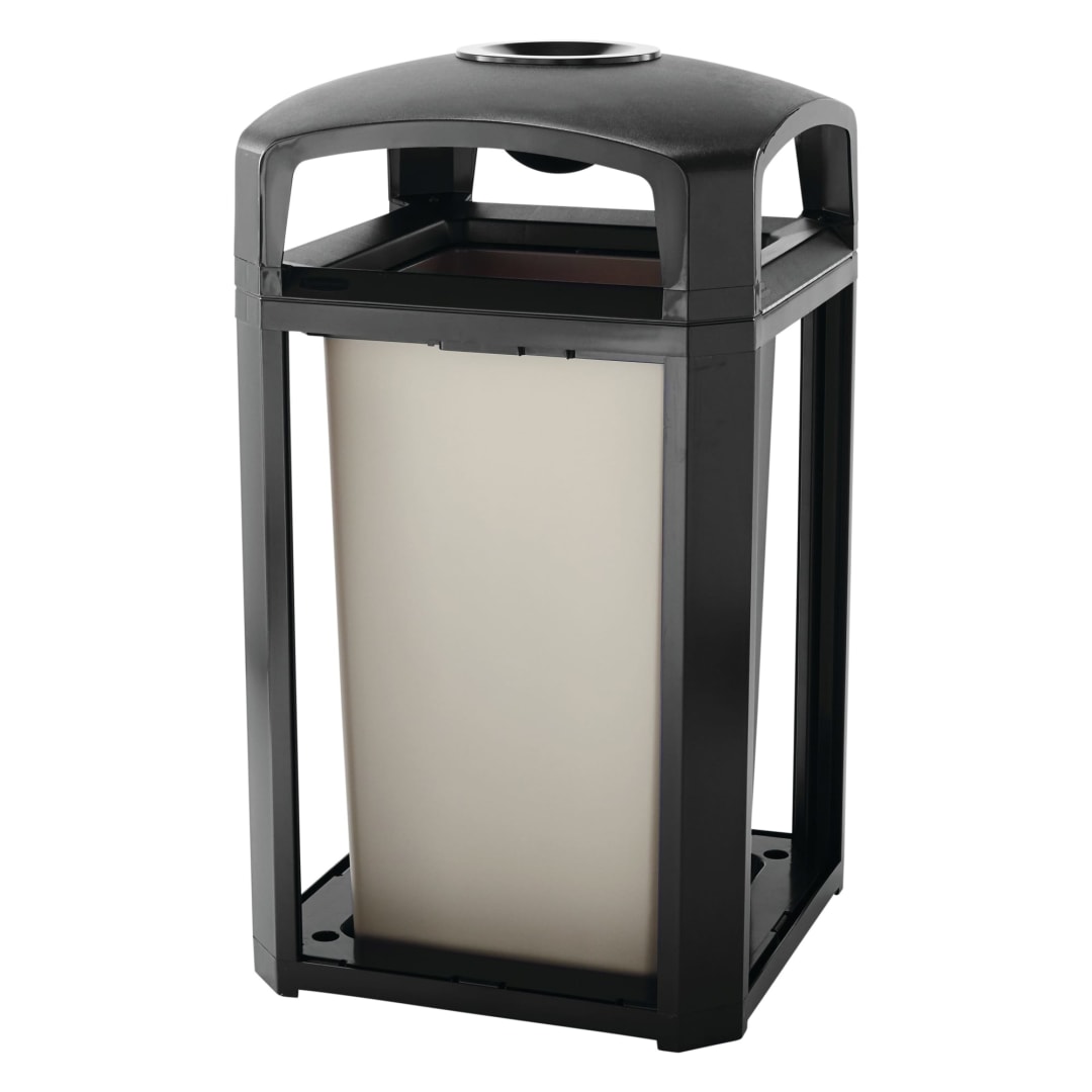 Landmark Series® Classic Container, Dome Top with Ash Tray Frame and Rigid Liner Black