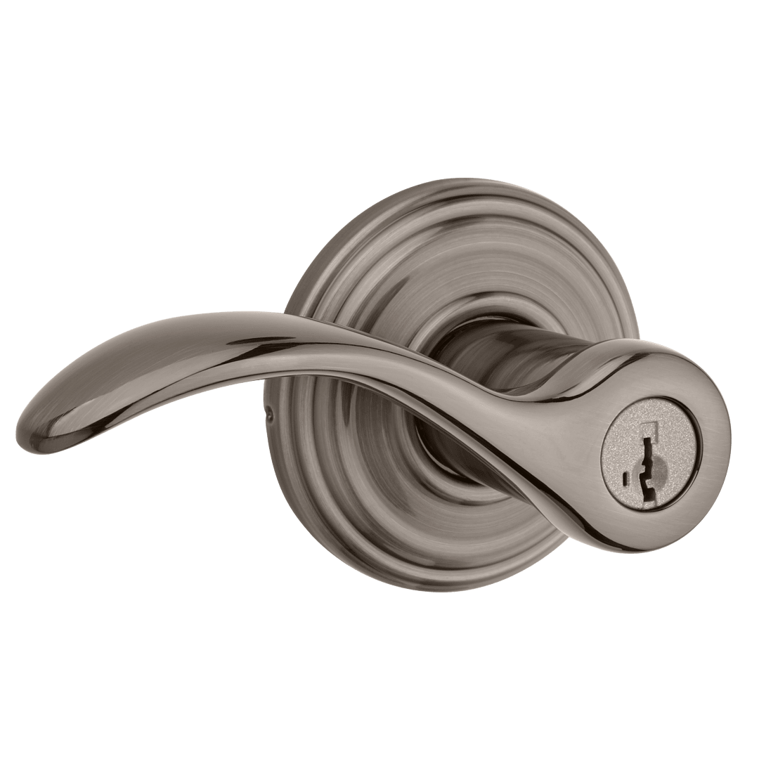 Pembroke Keyed Entry Lever featuring SmartKey Security™ in Antique Nickel