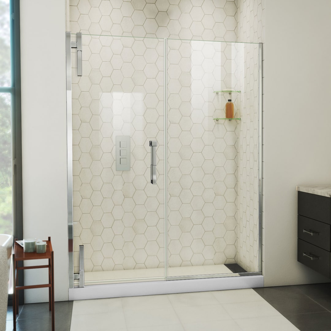 DreamLine Ascend 56 - 57 inch W x 72 inch H Frameless Pivot Shower Door in Chrome