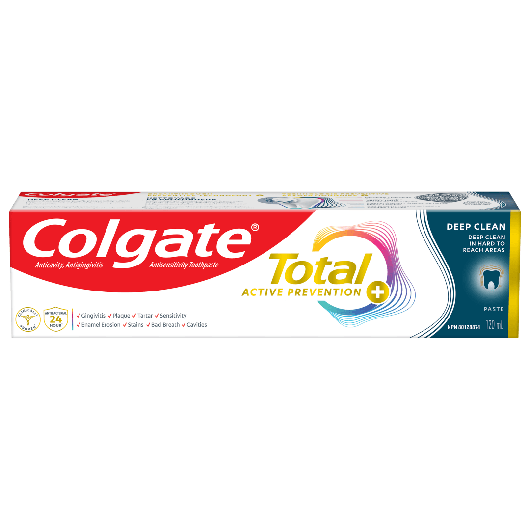 Dentifrice Colgate Total Prévention active plus Nettoyage en profondeur, saveur de menthe, 120 mL