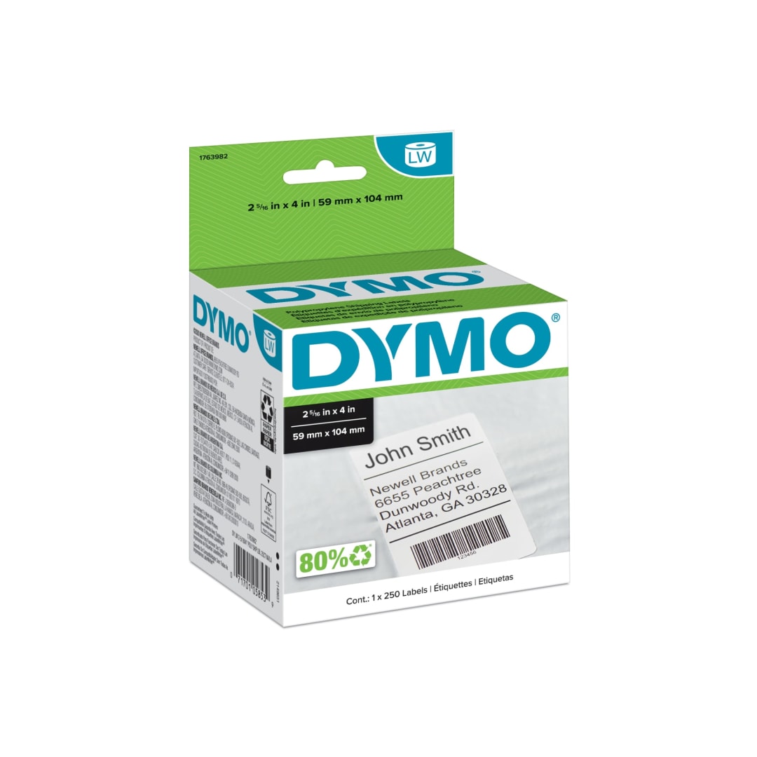 DYMO® LW Shipping Labels for LabelWriter™ Label Printers, 2-5/16-Inch x 4-Inch, Roll of 250