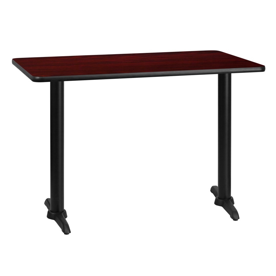Graniss 30'' x 42'' Rectangular Mahogany Laminate Table Top with 5'' x 22'' Table Height Bases