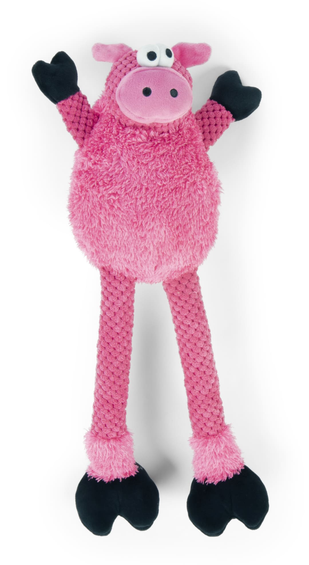 goDog Checkers Skinny Pig Squeaky Plush Dog Toy With Chew Guard Technology, Large