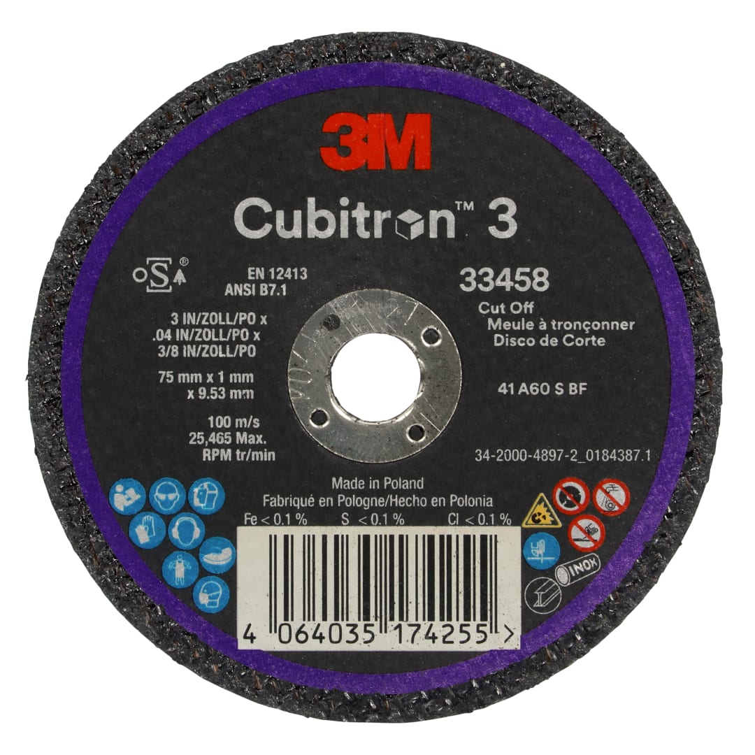 3M™ Cubitron™ 3 Kesim Diski, 75 mm x 1 mm x 9,53 mm, 33458