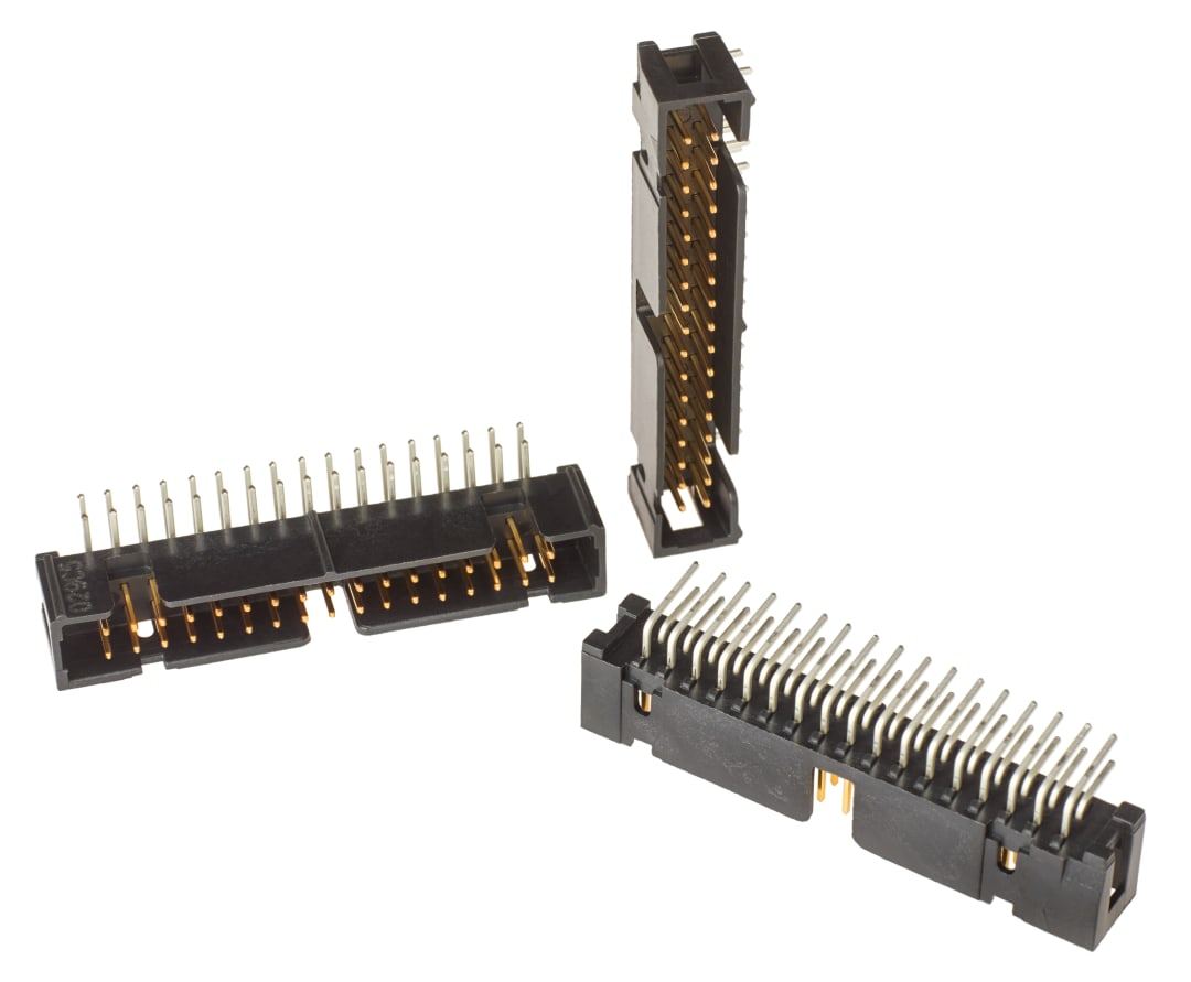 3M™ N2534-5002 RB, Wannenstiftstecker, Low Profile, 90° abgewinkelt, 34-polig, 2500 Serie, 2,54 mm, 0,76 µm Au, Schwarz