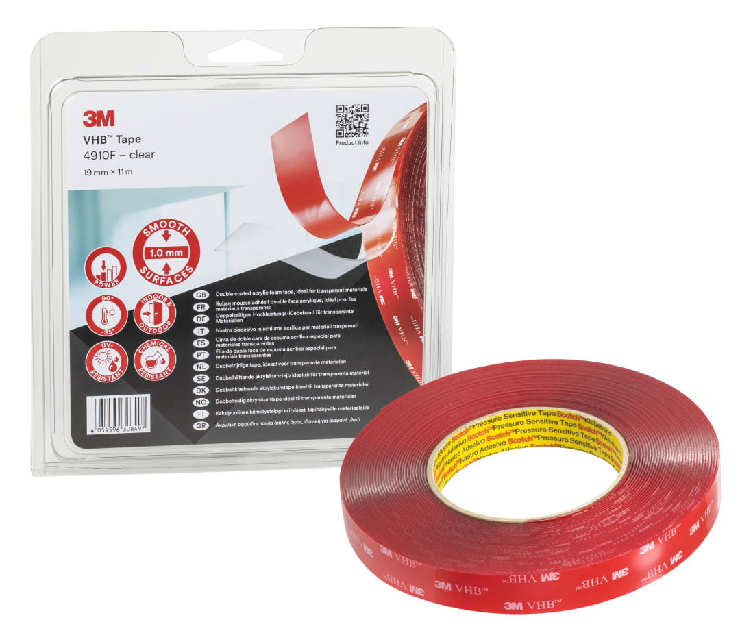 3M™ VHB™ Bant 4910F, Şeffaf, 19 mm x 11 m, 1.0 mm