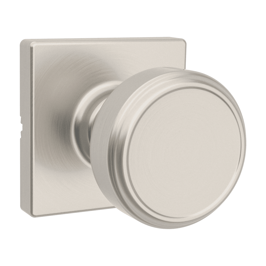 Maven Hall/Closet Knob w/ Square Rose in Satin Nickel