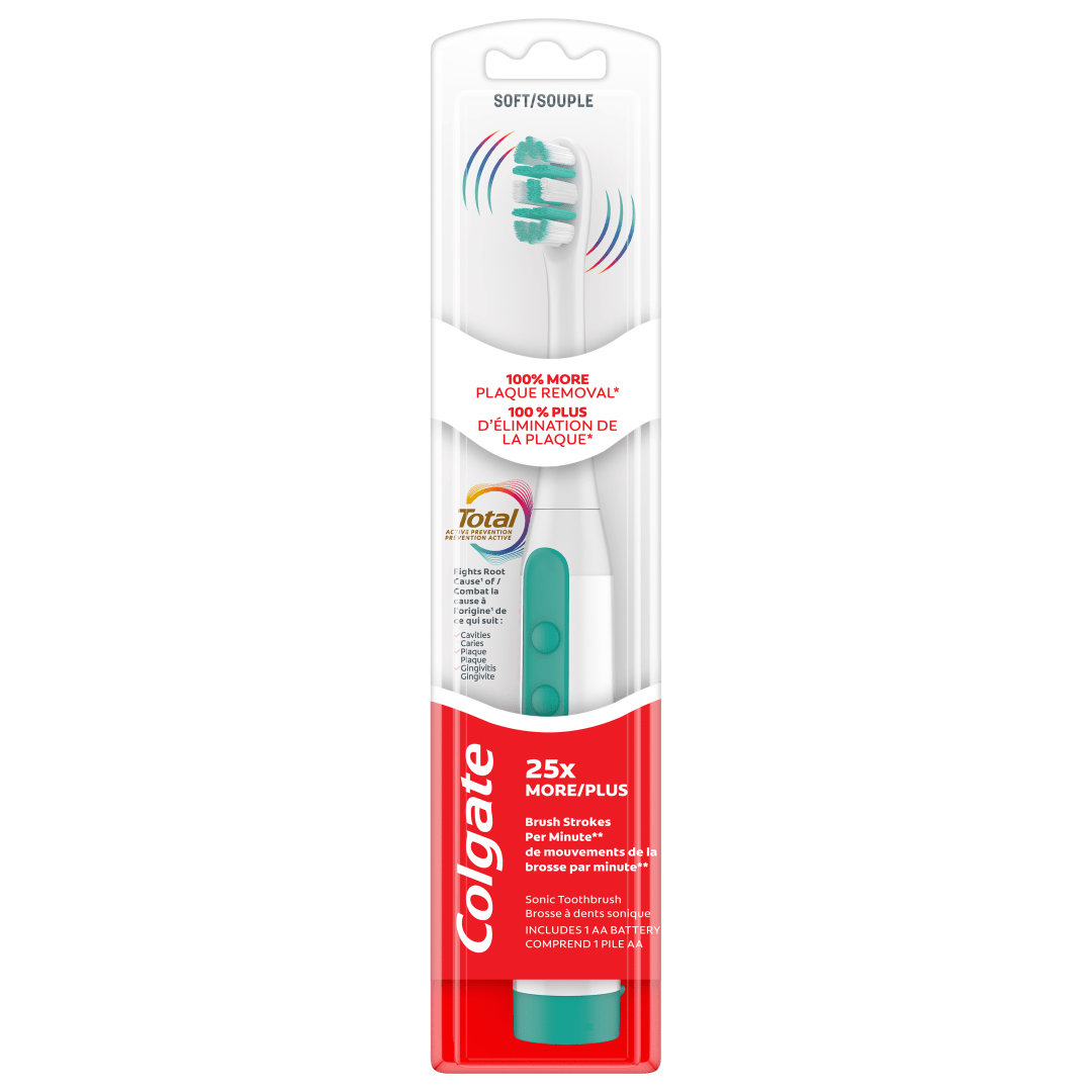 Brosse à dents sonique à piles Colgate Total, poils souples